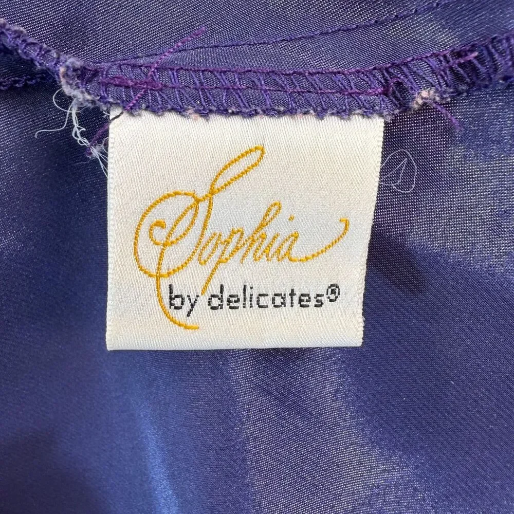 Vintage Sophia by Delicates Large Purple Satin Nightgown Long Chemise Lingerie